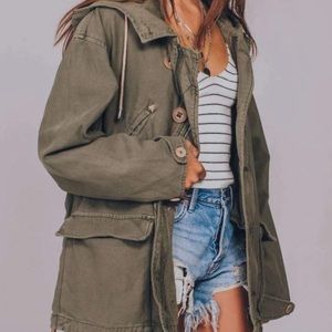 Free People military green jacket